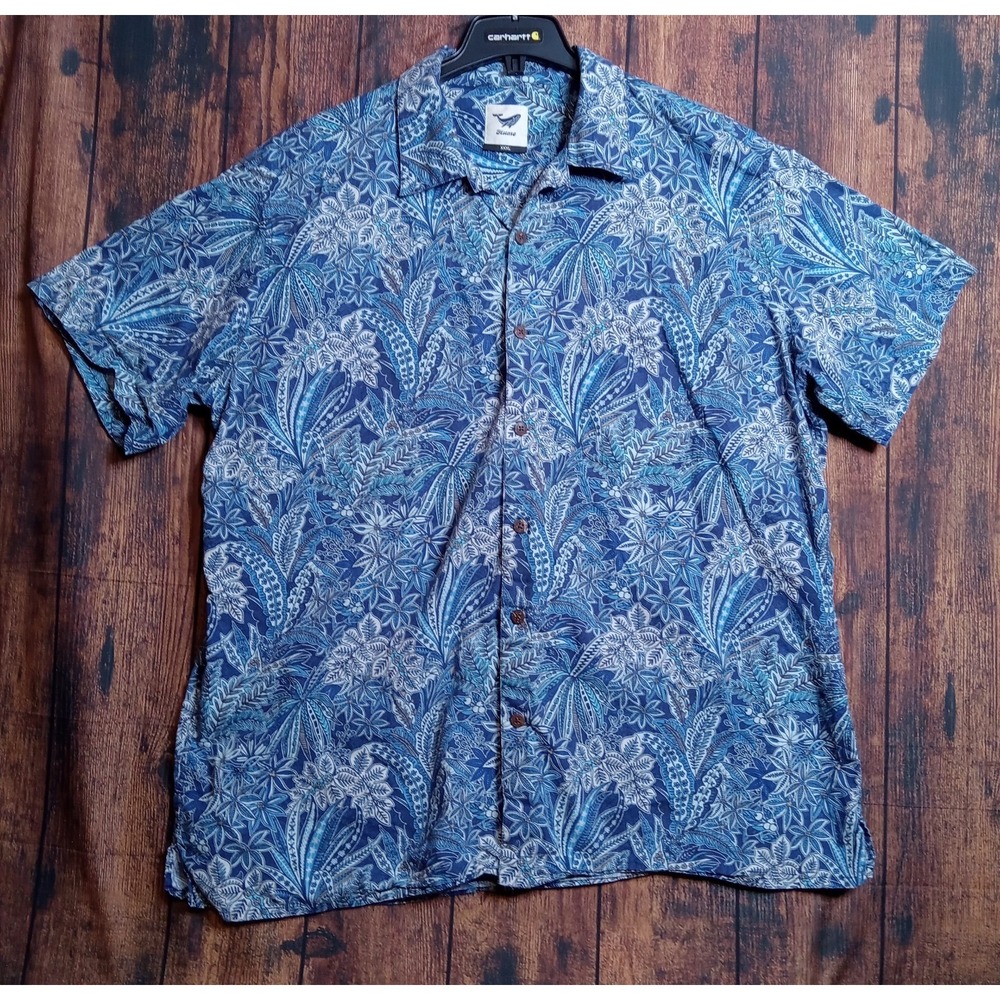 Yiume Hawaiian Men's Short Sleeve Button Up Shirt 3XL Floral Blue